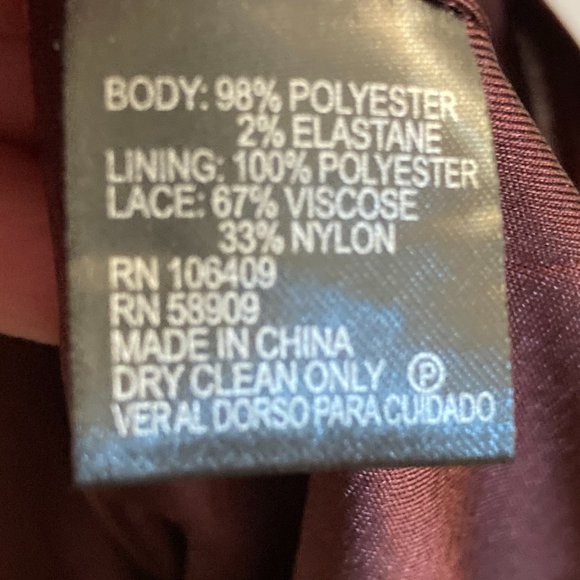 Antonio Melani Shift Dress Burgundy Sz 4 w/Lace Details Bell Sleeves Minimalist - Picture 12 of 13